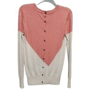 41 Hawthorn Sweater Presley Pink Button Back Colorblock‎ Long Sleeve Womens XS
